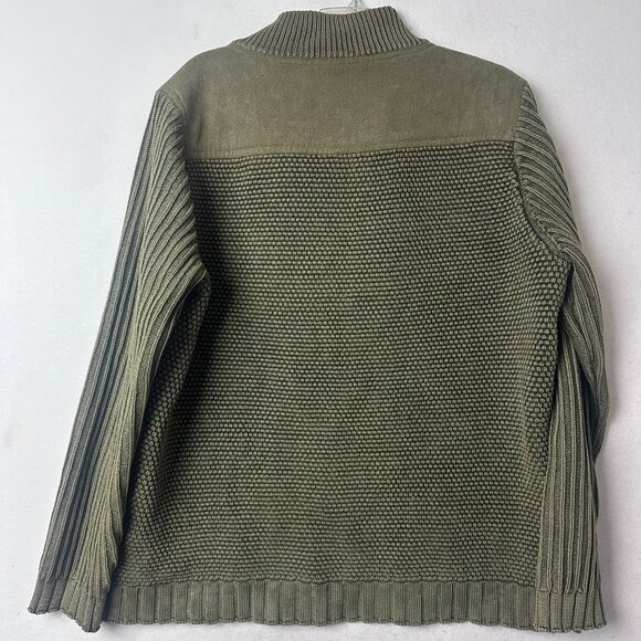Carbon 2 Cobalt Sweater Men L‎ 1/4 Zip Thick Military Green Pullover Fisherman - Picture 4 of 5